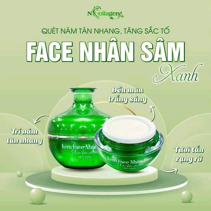 KEM NHÂN SÂM XANH NCOLLAGEN TRẦN BÍCH NGÂN  TẶNG KÈM SÉT CHỐNG NẮNG