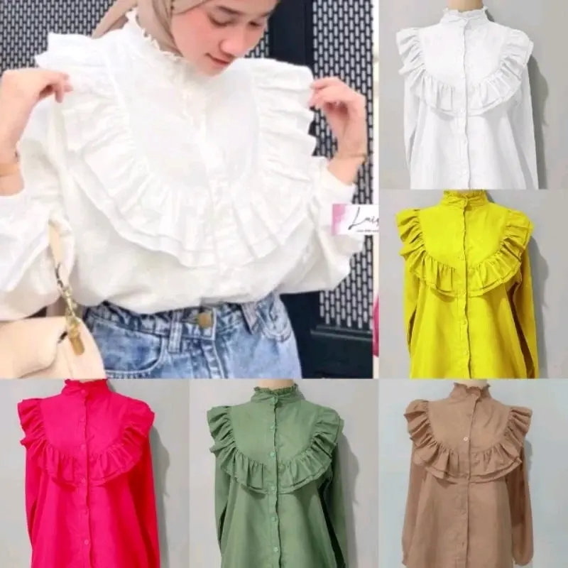 FELIA ATASAN WANITA/OUTFIT WANITA VIRAL/AMELIA BLOUSE Casual Katun Panjang 4