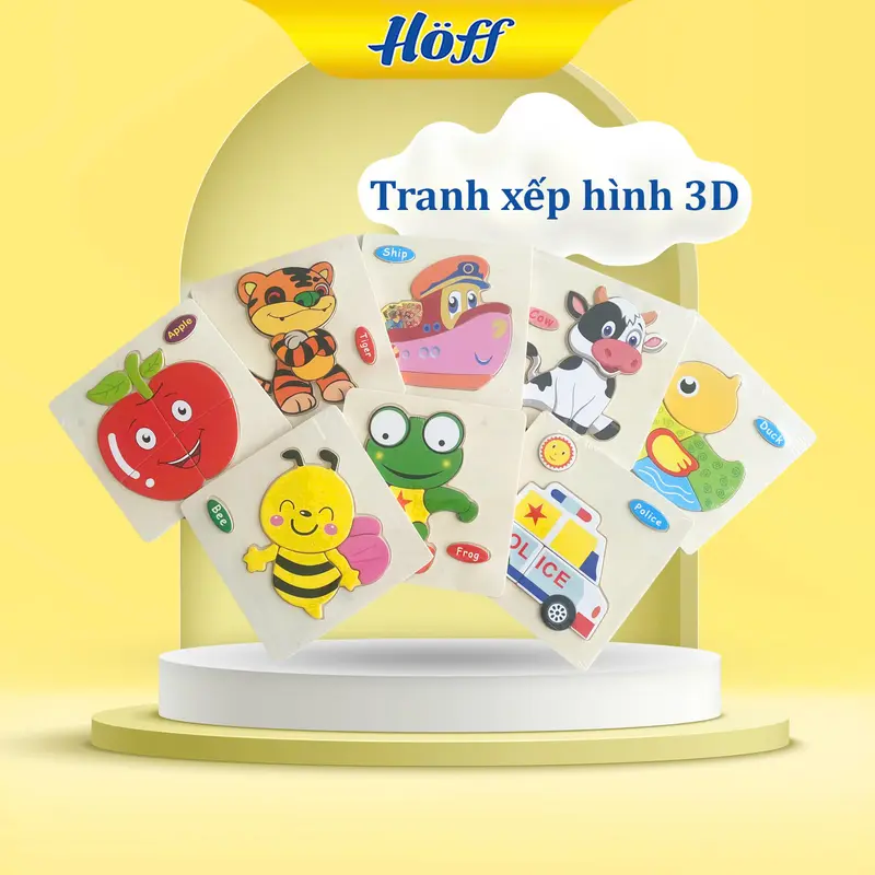 [TẶNG QT0103] Tranh xếp hình 3D động vật dễ thương cho bé vừa học vừa chơi 0
