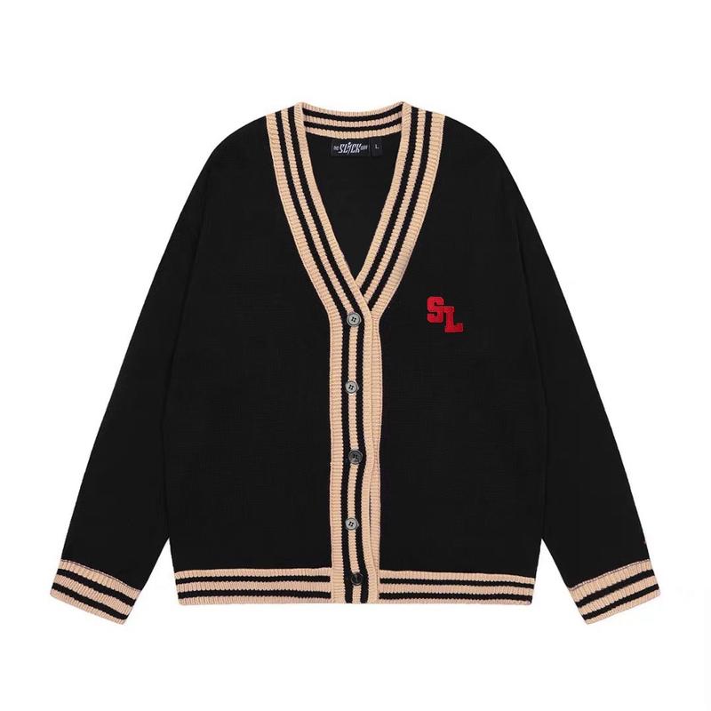 Áo Cardigan Len Slick Way Đen Kem Thêu Đỏ- Len Lông Cừu Dệt Kim Cao Cấp - Local Brand The Slick Way UNISEX Nam Nữ