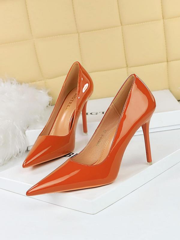 Women's Fashionable Solid Pointed Toe High Heel Shoes, Elegant Slip on Shoes for Party, Daily Clothing Decor for Women & Girls 2