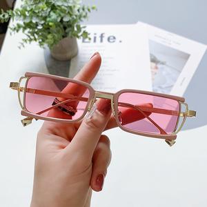 แว่นกันแดด ทรงเหลี่ยมเล็ก สำหรับผู้ชายและผู้หญิง ป้องกันแว่นตาแมว กรอบโลหะ ทันสมัย