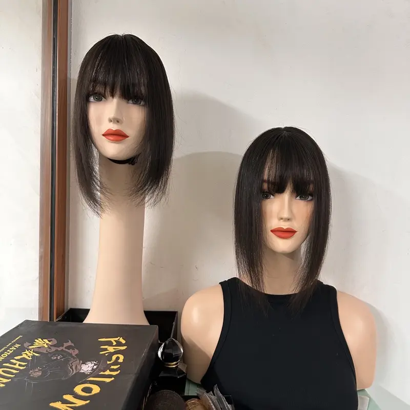 Tóc mái phủ đỉnh che hói 4D làm bằng tóc thật 100% 1