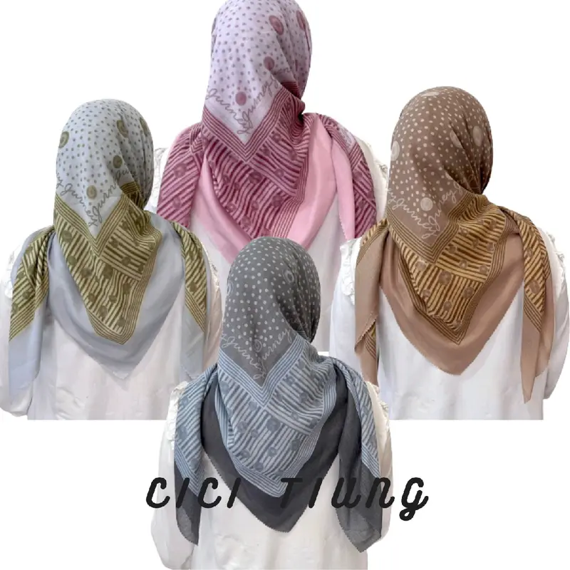 HIJAB SEGIEMPAT MOTIF JP SERIES CICI BEST SELLER 2023/KERUDUNG KATUN SUBLIME 0