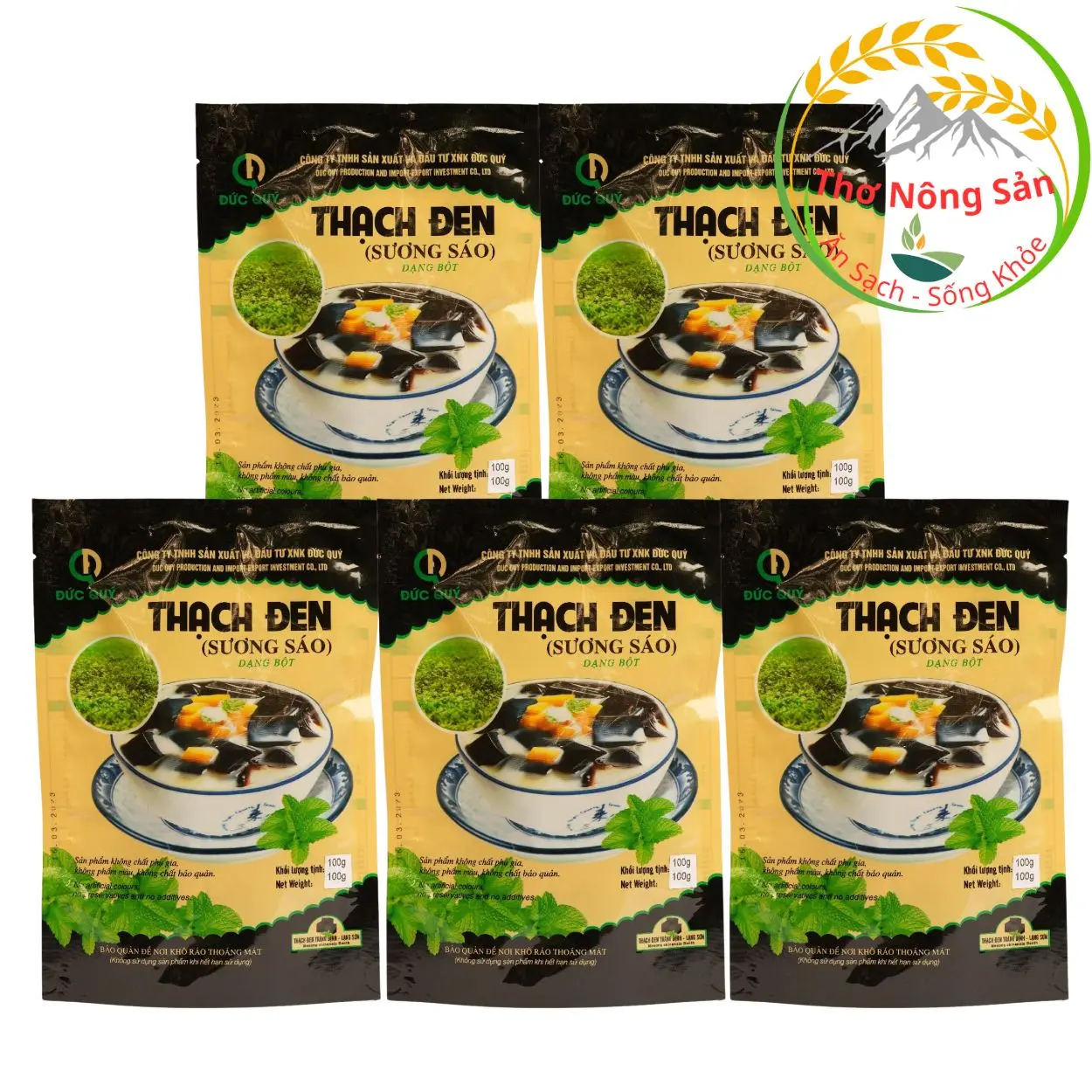 05 gói bột Thạch đen (sương sáo) ĐỨC QUÝ (Loại 100g ) Topping Topping