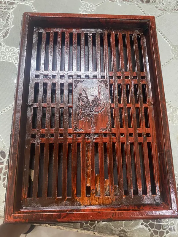 Khay trà dáng sập mặt lõm màu vân gỗ nhựa nguyên chất, khay đựng ấm chén sang trọng độ bền cao 3