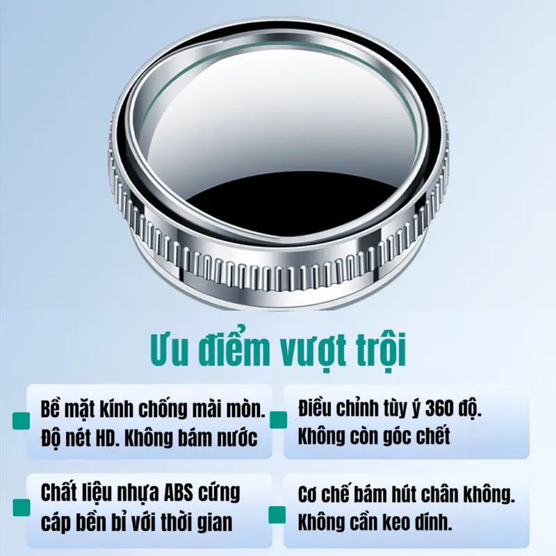 Cặp 2 Gương Cầu Lồi GCL-01 Gắn Kính Hậu Ô Tô Xoay 360 Xoá Điểm Mù Sử Dụng Đế Hút Không Để Lại  vết keo khó tẩy. 1