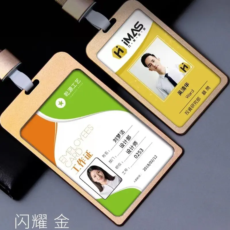 Hộp đựng thẻ làm việc bằng nhôm, tùy chỉnh, năm 2025, Hộp đựng Chứng chỉ, thẻ làm việc hai mặt, logo thẻ làm việc treo, với dây buộc 1