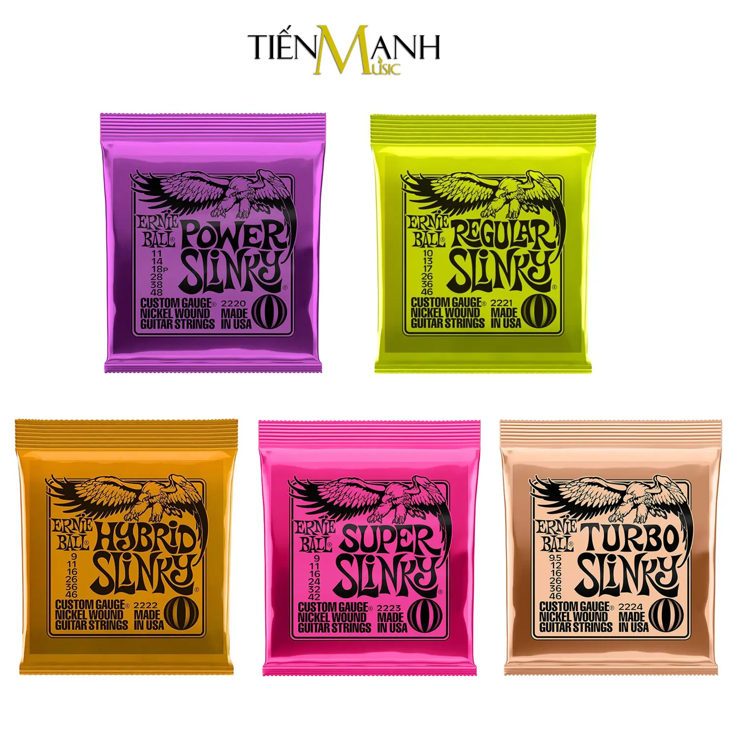 [Chính Hãng] Dây Đàn Guitar Điện Ernie Ball 2220, 2221, 2222, 2223, 2224 - Cỡ 9, 9.5, 10,11 Electric Strings