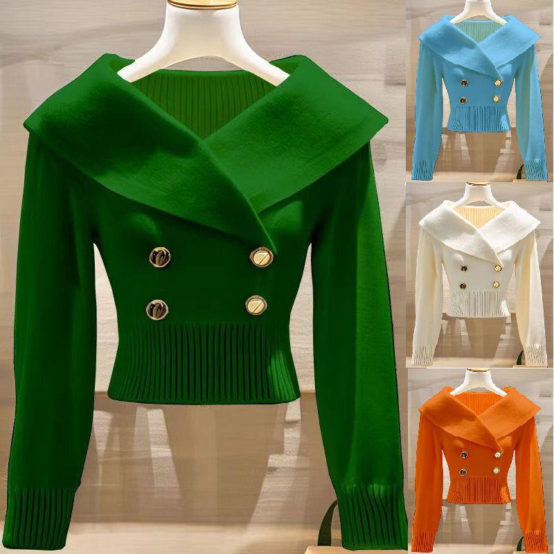 Product Introduction of Áo Len Cổ Bẻ Lớn, Phong Cách Cổ Điển, Màu Trắng, Dành Cho Nữ, Thích Hợp Cho Mùa Thu Và Mùa Đông, Nhỏ Và Thời Trang, Ôm Sát Eo, Áo Len Bó Sát, 2024 13