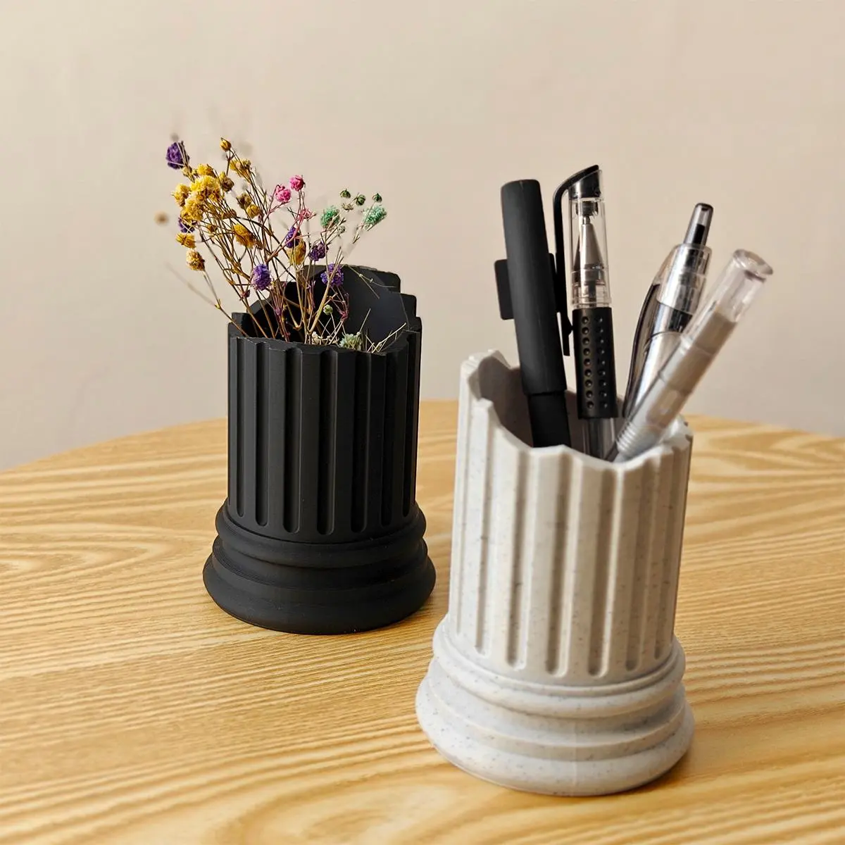 Solid Color or Marble Pattern Pen Holder, 1 Count Desktop Stationery Storage Box, Desk Organizer for Pencil, Brush & Office Supplies, Holder Only