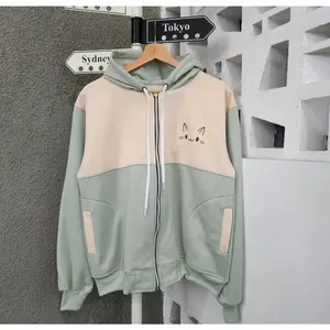 Baju Sweater Hoodie Rabbit Resleting Depan Atasan Hoodie Lengan Panjang Fleece Tebal Wanita