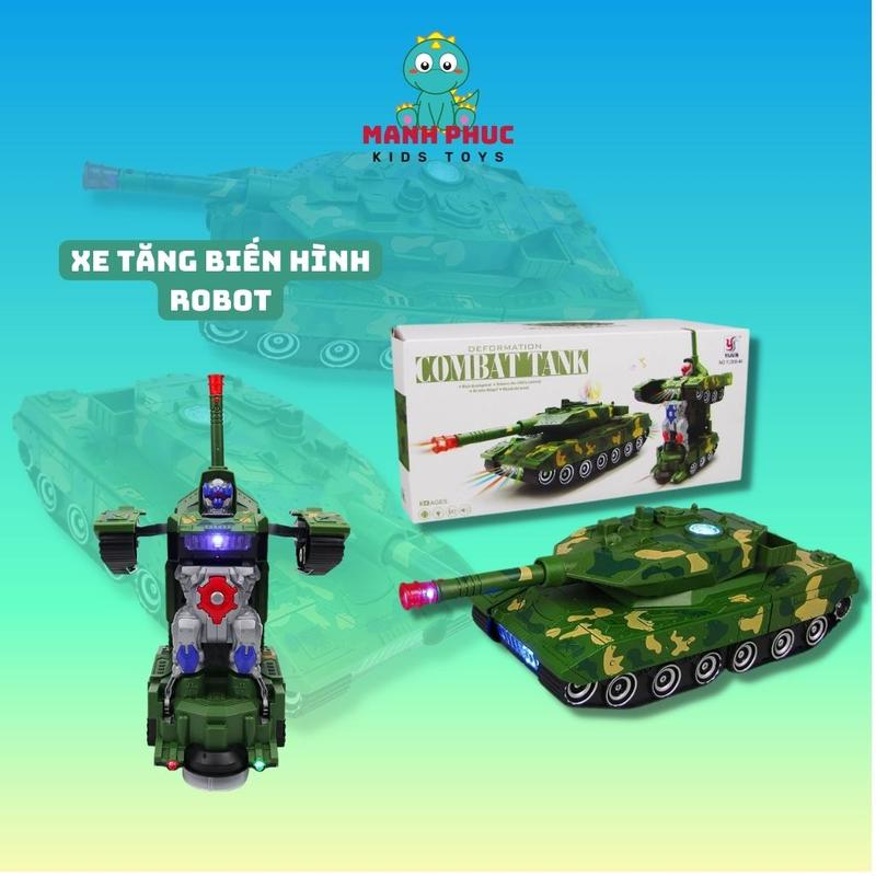  Đồ chơi xe tăng biến hình robot chạy tự động có cảm biến có đèn có nhạc chạy pin AA  Ko Kèm Pin  