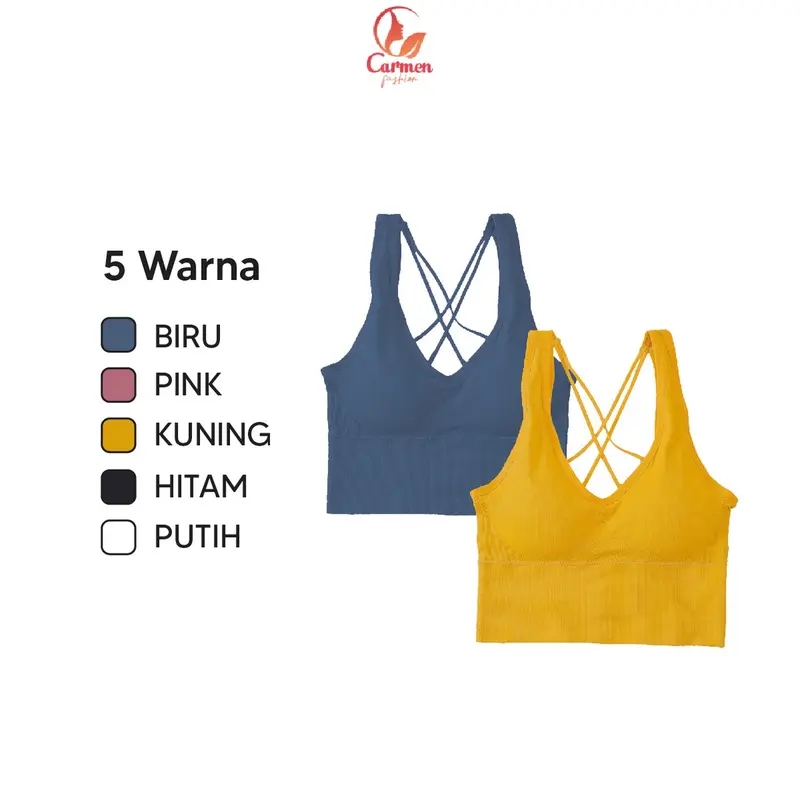 Tanktop Atasan Tali Silang Belakang Tanpa Kawat Olahraga Gym Cewek Kekinian CF  P265 6