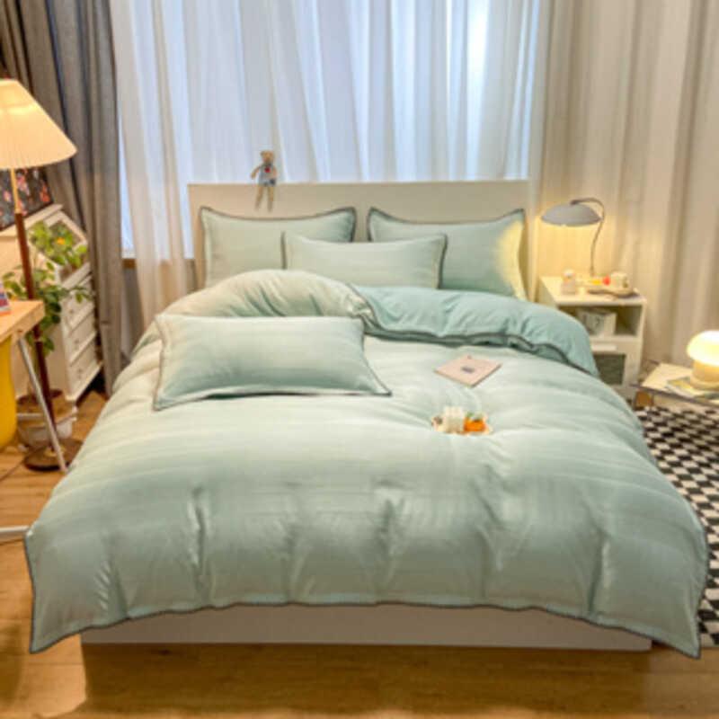 Product Introduction of 4 IN 1 Waffle Crochet Design Bedding Nordic Simplicity Pure Bed Set Quilt Cover Flat Sheet Fitted Sheet Pillowcase Single Queen King Size Camel Color Beddings 37