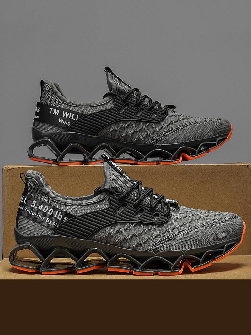 Product Introduction of Men's Letter Print Lace Up Low Top Blade Soles Sneakers, Work Shoes, Casual Breathable Comfortable Sports Running Shoes, Male All-match Round Toe Shoes for Daily Wear 7