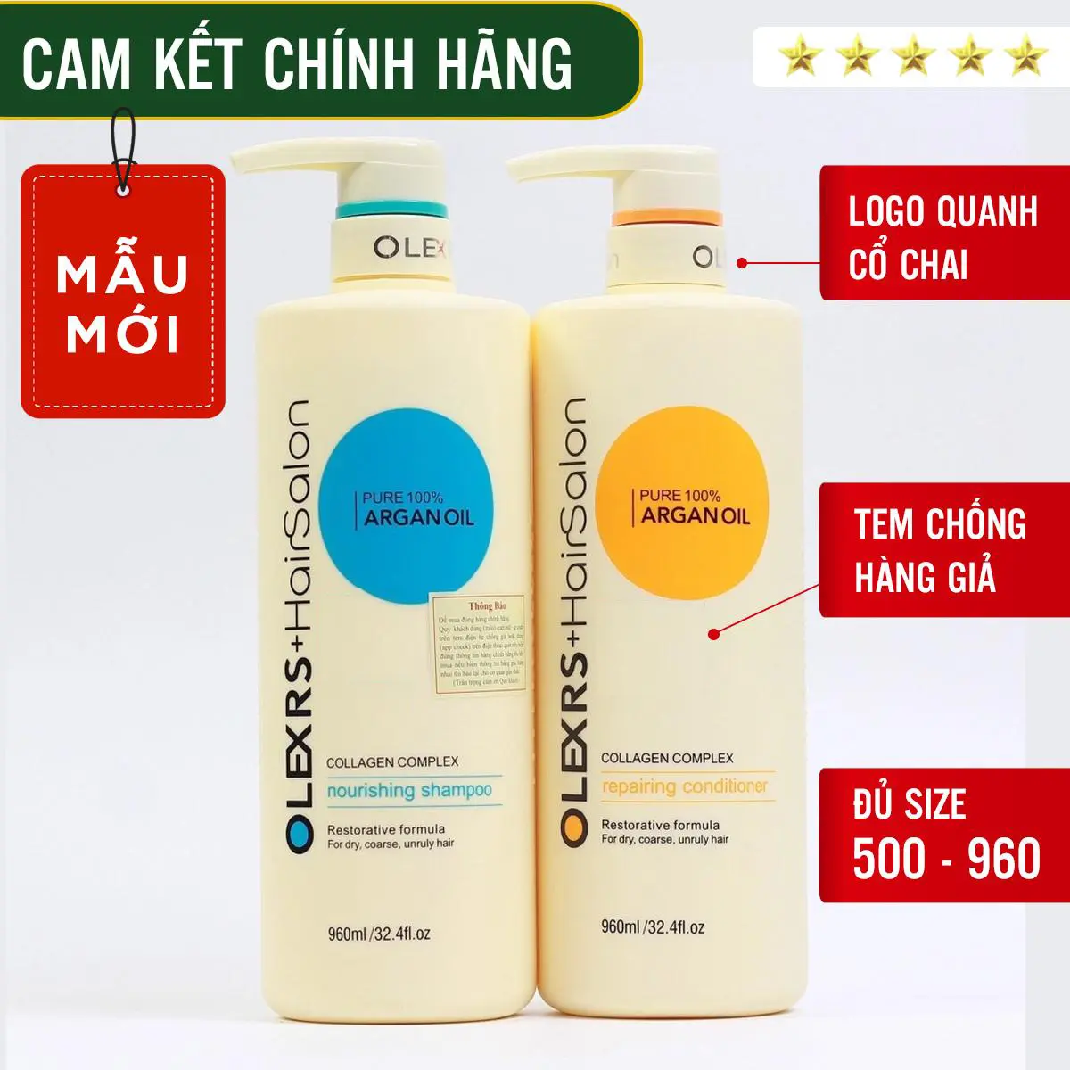 Cặp Dầu Gội Xả Olexrs Hair Salon 500ml-960ml Cho Tóc Khô Xơ Hư Tổn, dưỡng tóc mềm mượt Gội Đầu Nữ