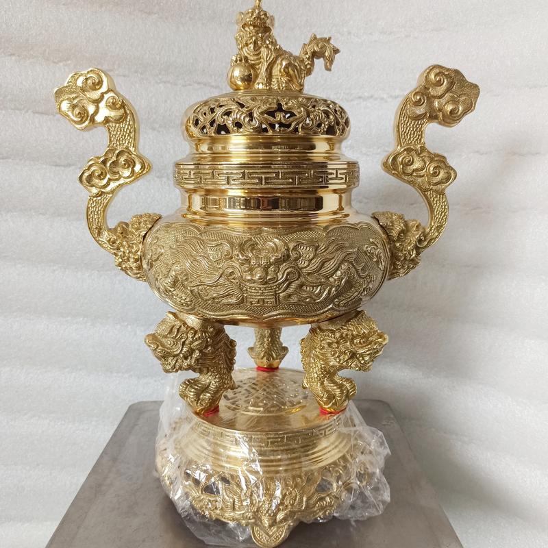 Đỉnh Lư Bằng Đồng Vàng Cao 34cm 40cm Bày Trang Trí Phong Thuỷ Decor Decor Phòng 4