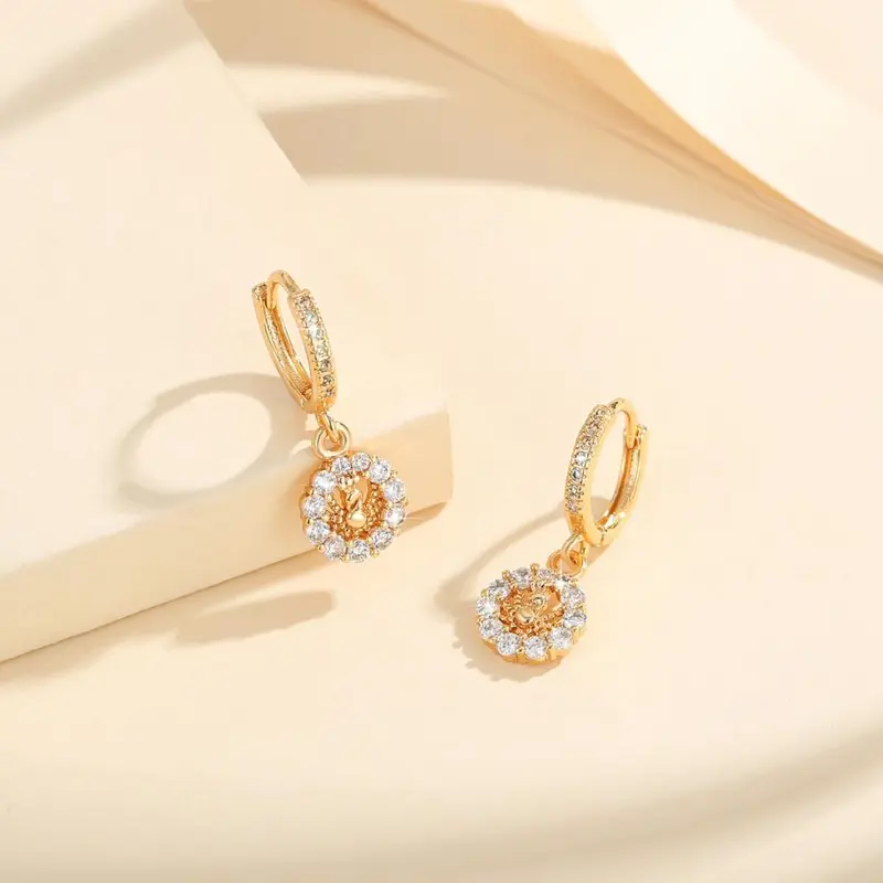 LM128  Anting Titanium Bunga     Korea Anting Tusuk Permata Perhiasan Earrings 1