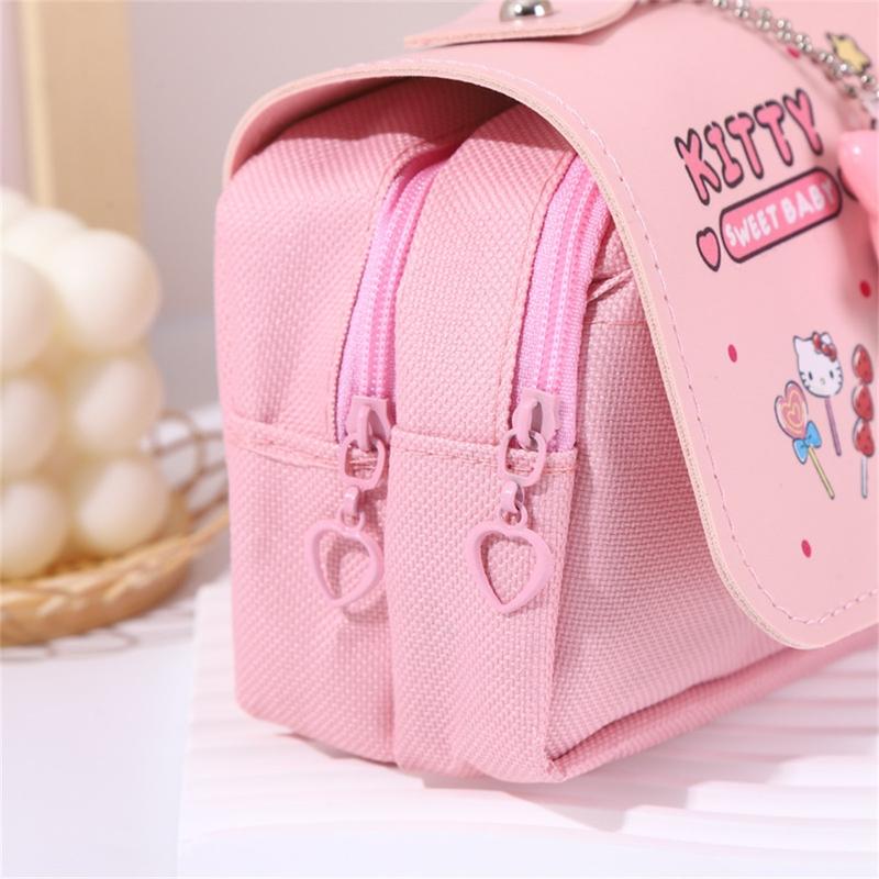 Product Introduction of Ins Kuromi Pencil Case with Doughnut Hanging Pendant Pen Bags Students Large Capacity Stationery Storage Bag 17