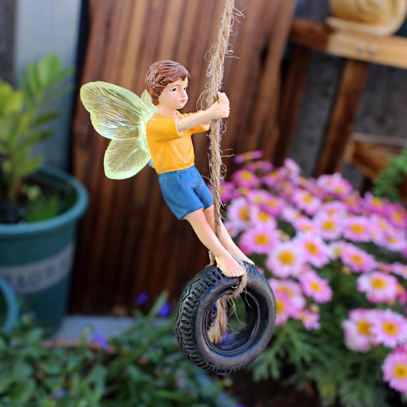 Tire & Fairy Design Hanging Ornament, Creative Hanging Figurine Decoration, Home Decor for Garden Yard 6