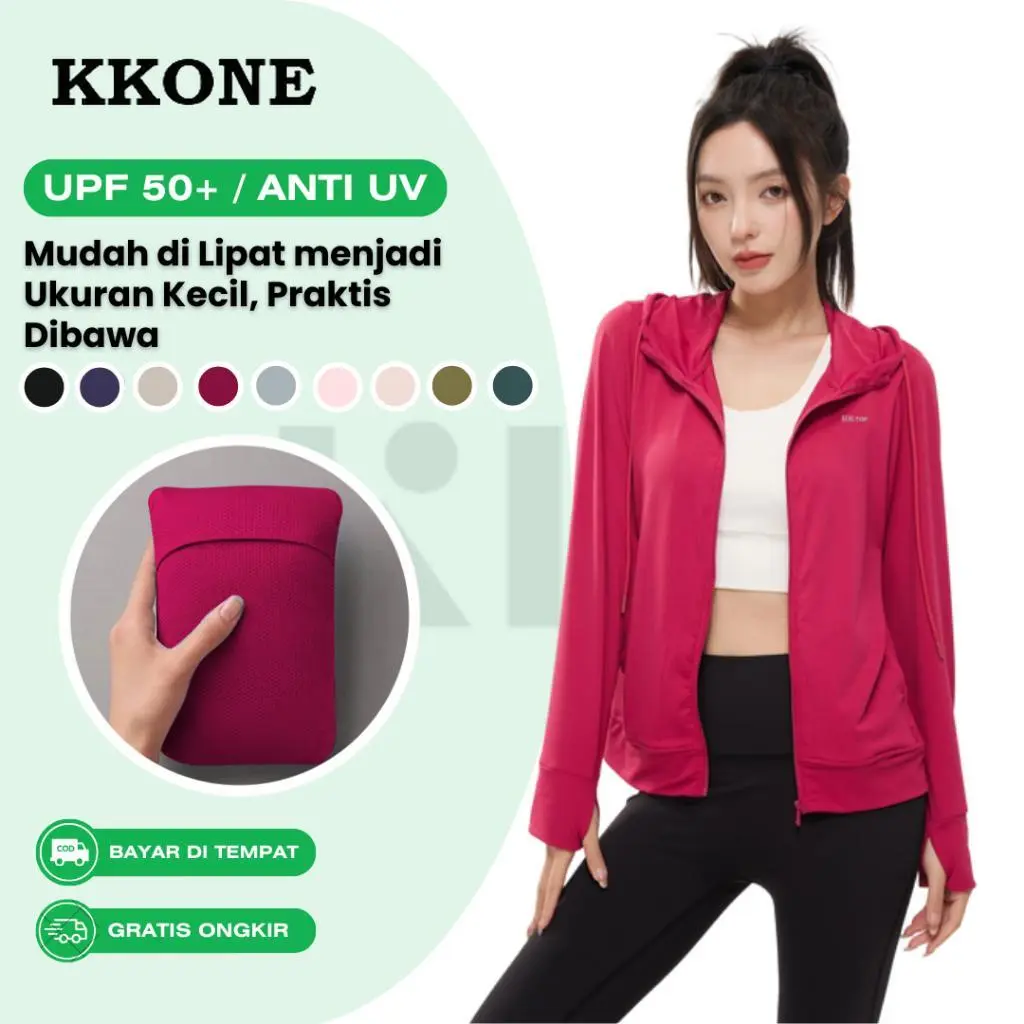 KKONE Jaket Airism Hoodie Anti UV Wanita Outdoor Olahraga UPF 50+ (J010)