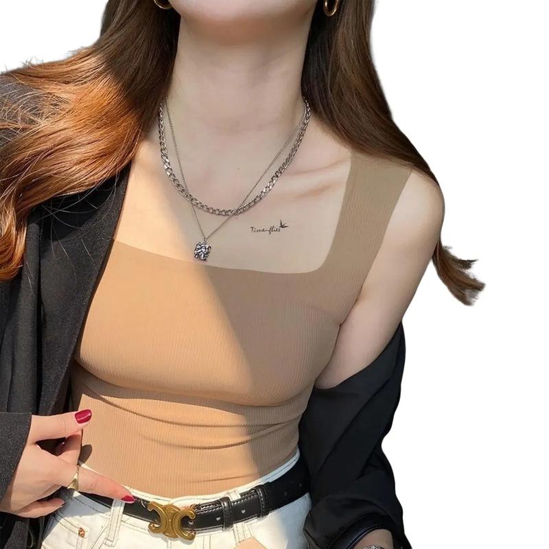 Áo Bra gân tăm thun lạnh 2 dây dáng croptop có sẵn đệm mút T500 Nữ Women