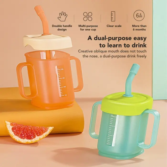 SAKUMINI Curve Straw Cup Cangkir Minum Anak Sedotan Training Cup Doidy 0