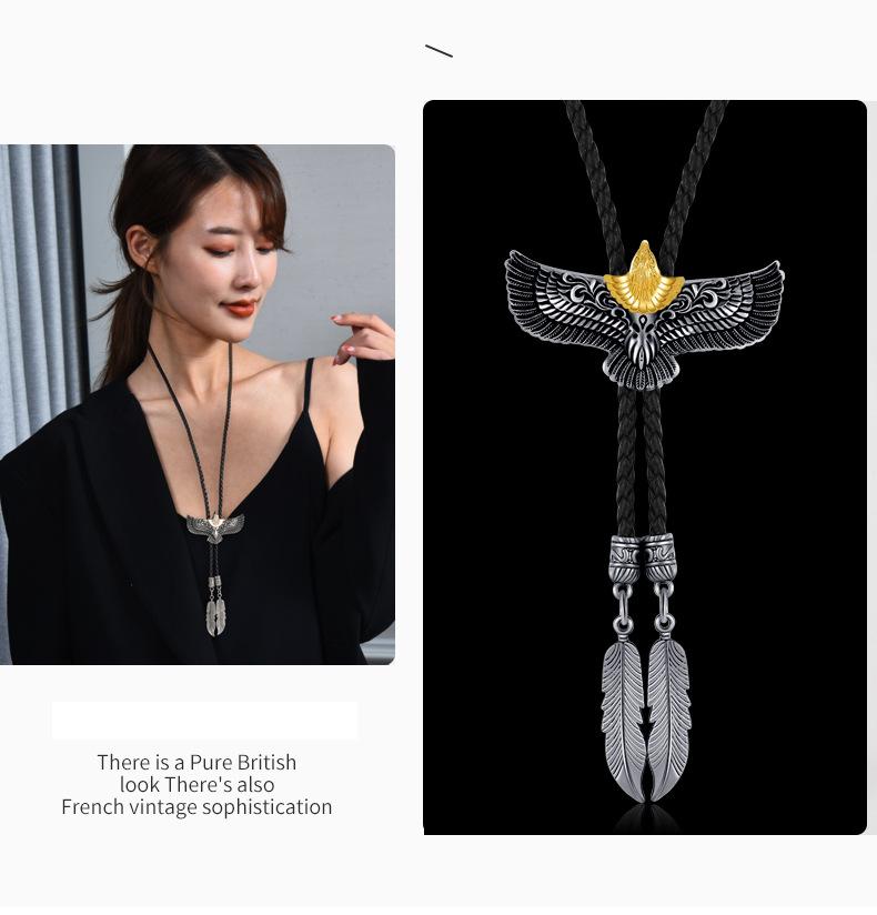 Product Introduction of Vintage Eagle Polo Tie Cowboy Polo Tie Western Men's Necklace Shirt Tie Collar Rope Accessories 70CM 1