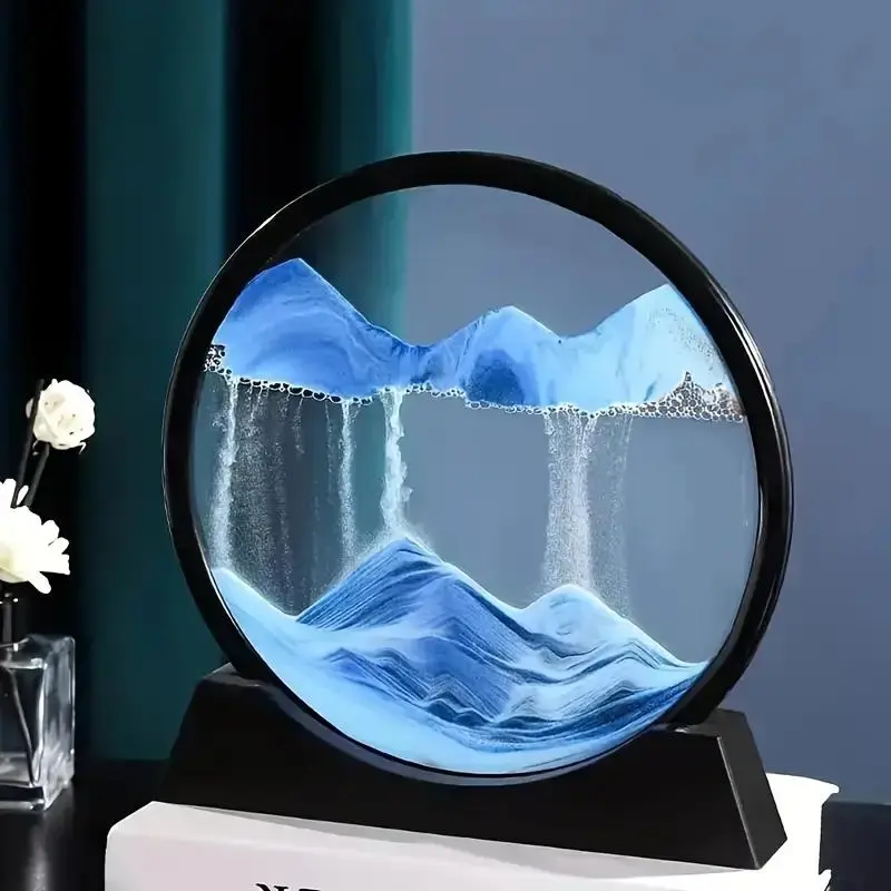 Dynamic Sand Art Table Lamp, Creative Desktop Decoration, Round Sandscape Moving Sand Art Lamp, Home Decor for Living Room Bedroom Office, Ornaments