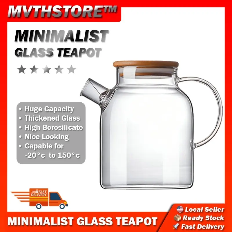 Nordic Minimalist Glass Teapot Coffee Pot, High Borosilicate Beverage Pot Steel Hot Water Kitchenware Transparent