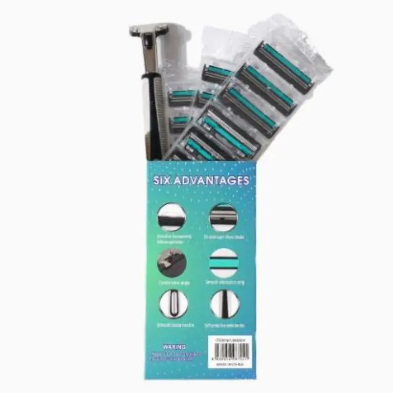 Manual Razor Blade Set, 18pcs Replaceable Razor Blade Heads & 1 Count Razor Handle, Professional Shaving Tool for Men 2