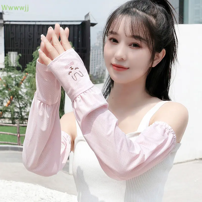 ปลอกแขนป้องกันแสงแดด, วัสดุผ้าไหมน้ำแข็งฤดูร้อน, ปลอกแขนผู้ชายและผู้หญิง, ข้อมือ, ปลอกแขนปั่นจักรยานป้องกันรังสียูวี, สไตล์ใหม่, ปลอกแขนนิ้ว