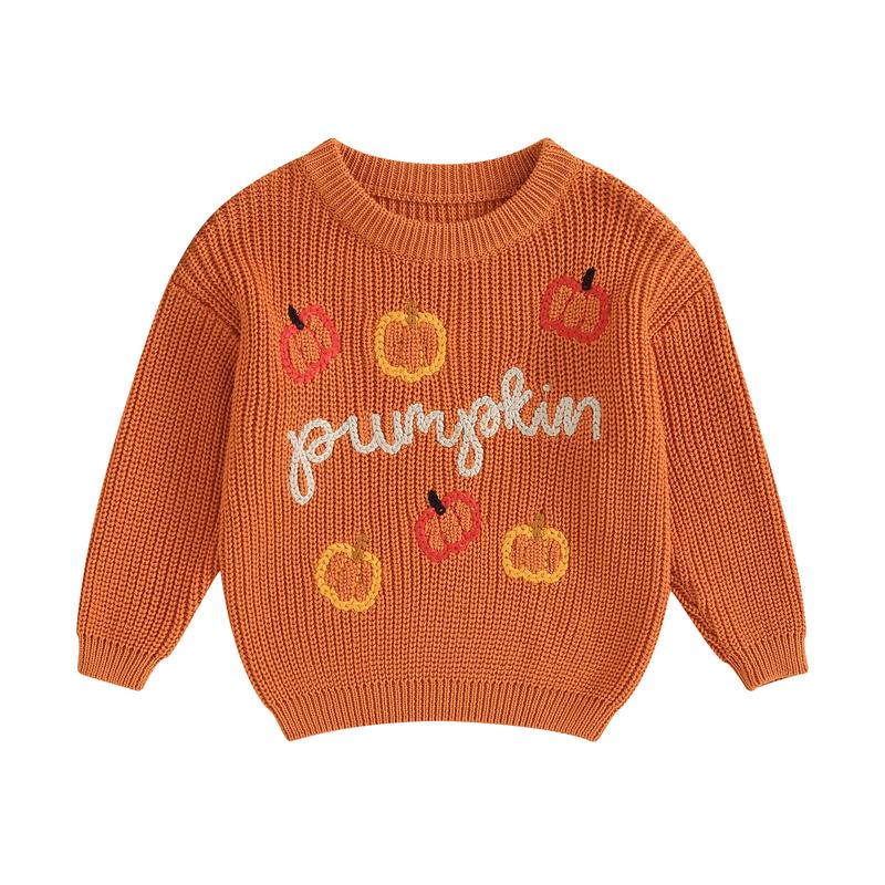 Pumpkin Embroidered Jumper