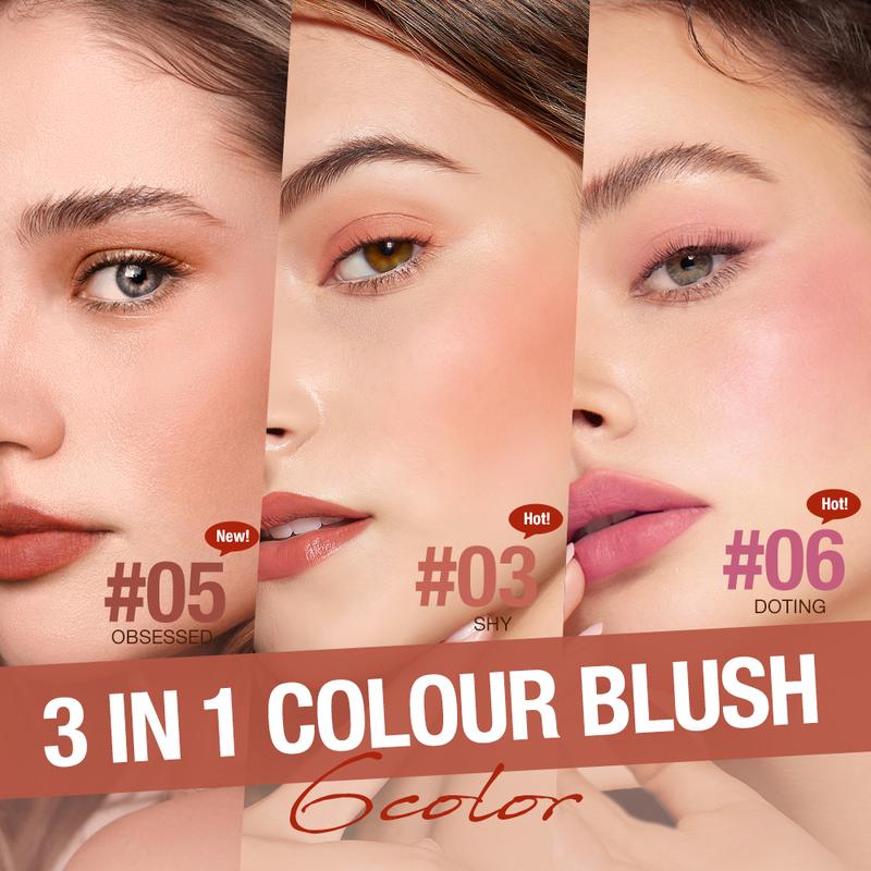Product Introduction of O.TWO.O Makeup Blush Stick Hydrating Gloss Lip & Cheek 6 Colors Beauty Cosmetics Soft Powder Blush Blusher Highlight Contour Face 23