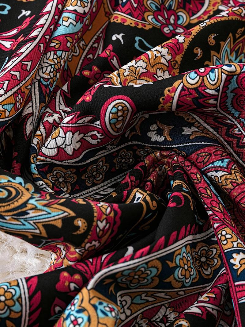 Product Introduction of 【Plus Size】Paisley Print Pants, Boho Casual Comfy Trousers for Daily Wear, Women's Bottoms for All Seasons 5