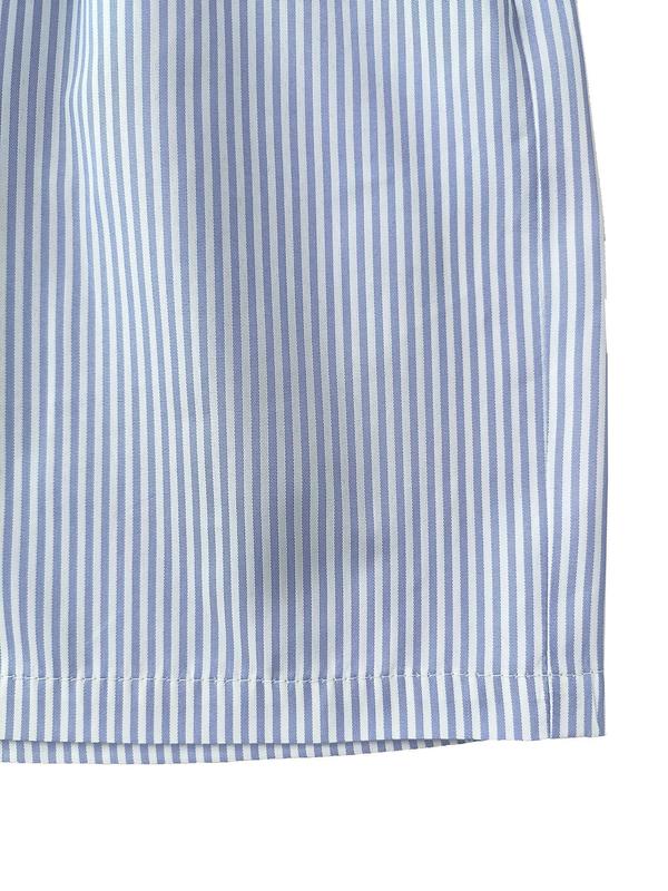 Women's Striped Print Drawstring Waist Wide Leg Shorts, Casual Tie Front Shorts for Beach Vacation Holiday, Ladies Bottoms for All Seasons, Shorts for Women 8