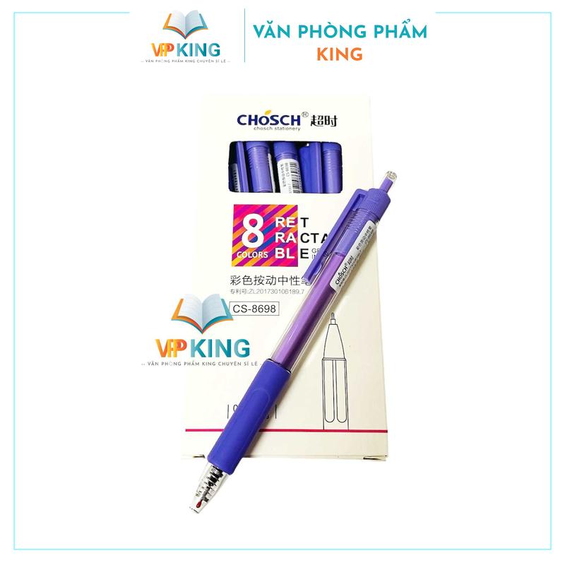  CHOSCH 8698 - Bút Nước Bấm Ngòi Bút 0.5mm ,Mực Đậm và Đều  Mực Xanh Tím  