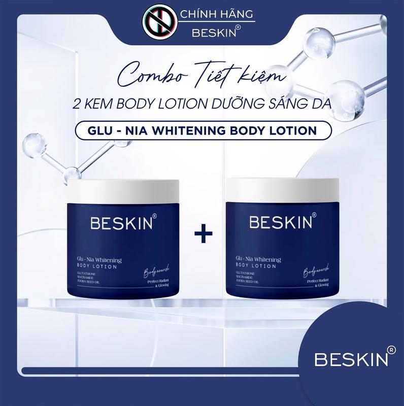 BE-02 COMBO: 2 KEM BODY LOTION DƯỠNG SÁNG DA "GLU - NIA WHITENING BODY LOTION" - Trọng Lượng: 200g - Thương Hiệu: Beskin