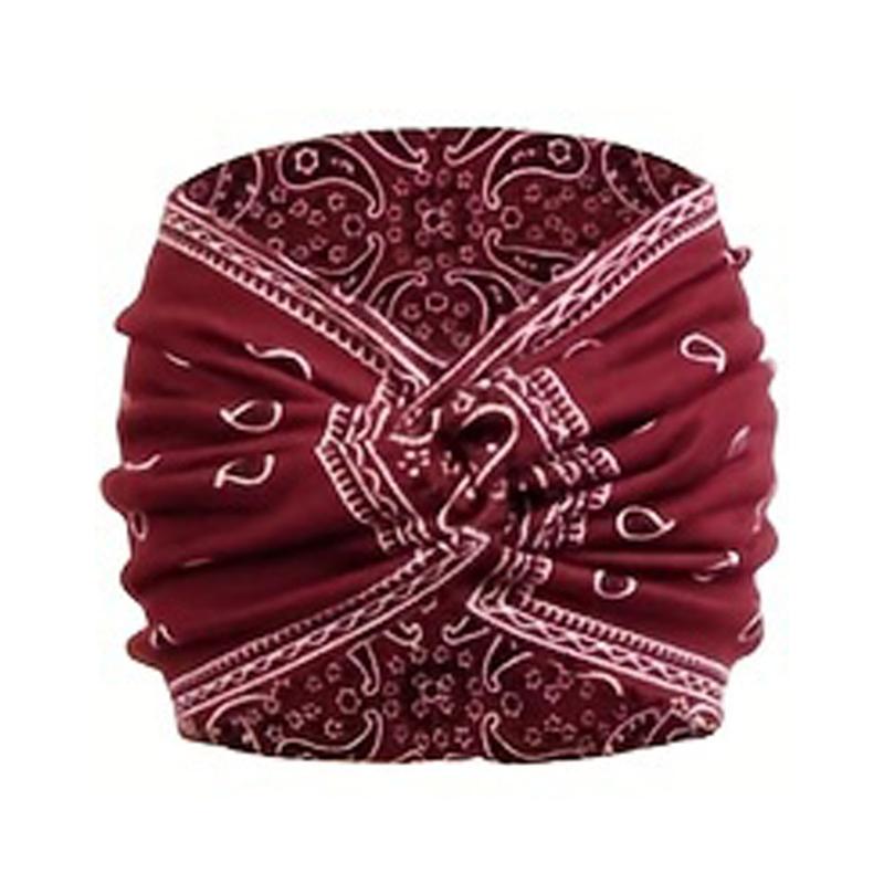 Product Introduction of Boho Women Floral Print Outdoor Headband Sports Elastic Wide Criss Cross  Running Adjustable Headbands Yoga Sweat Absorption Head Band Bandeau Sport Hair Band Hair Accessories 8