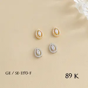 Modan - Double Teardrop Mini Studs Diamond Replica Earrings Anting Tusuk Tetes Air Mata Premium Gold Filled