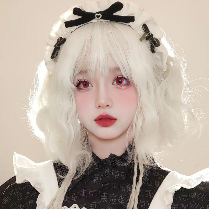 Product Introduction of 2024 Creamy-white Wig Women's Short Hair Cute Anti-Aging Short Curly Hair Small Curls Bobhaircut Artificial Human Hair Natural Full-Head Wig 7