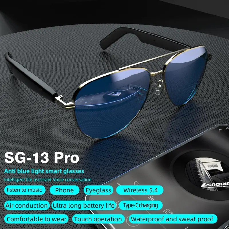Multifunctional Smart Glasses, Touch Control Smart Sunglasses, Fashionable Bluetooth-compatible Smart Glasses, Gift for Men & Women, Wearable 8