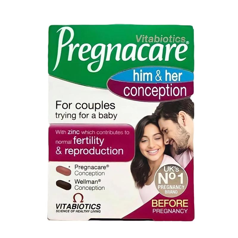  Pregnacare Him & Her Conception Anh Quốc  Hộp 60 viên   Vitamin thả bầu Men Vi Sinh 