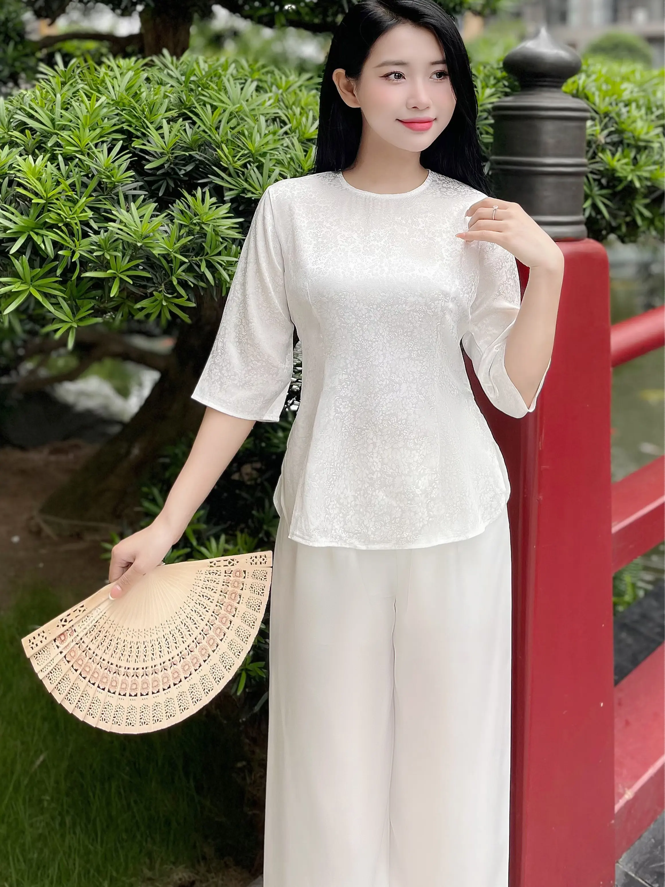( Mã K1) Bộ gấm bà ba trơn, đơn giản, nhẹ nhàng mặc 4 mùa , đi chơi, đi hội, đi chùa Voi Nữ