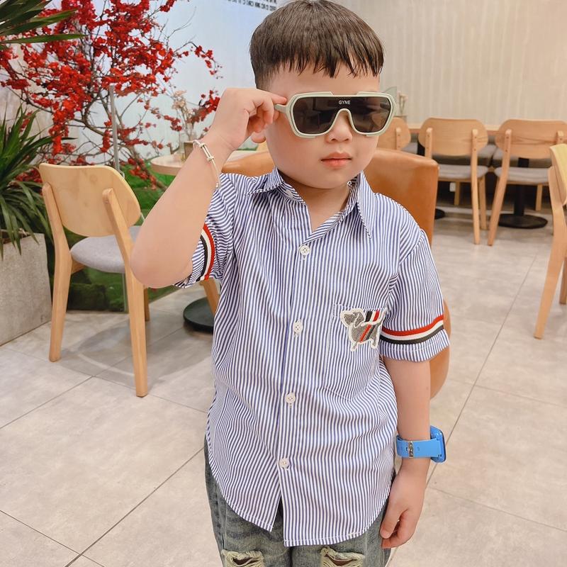 Combo 2 áo sơ mi kiểu Hàn phong cách cho bé trai do he quần ngố 7
