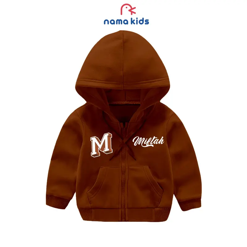 Sweater Hoodie Zipper Anak SABLON INISIAL + NAMA Lucu Hoodie Anak Resleting Sablon Nama Anak jaket anak Cowo Cewe Murah Fashion Switer 4