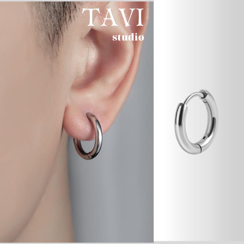 Khuyên Tai Tròn Xỏ Lỗ Chất Liệu Titan Màu Bạc Phong Cách Hàn Quốc Thời Trang  Tavi Studio Đơn Giản khuyên  tai   1 chiếc  