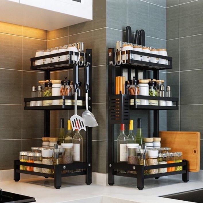 ￼Kệ Đựng Gia Vị 2/3 tầng, Kệ hũ gia vị để bát đũa dao thớt Kitchen Lắp Ráp kệ  để