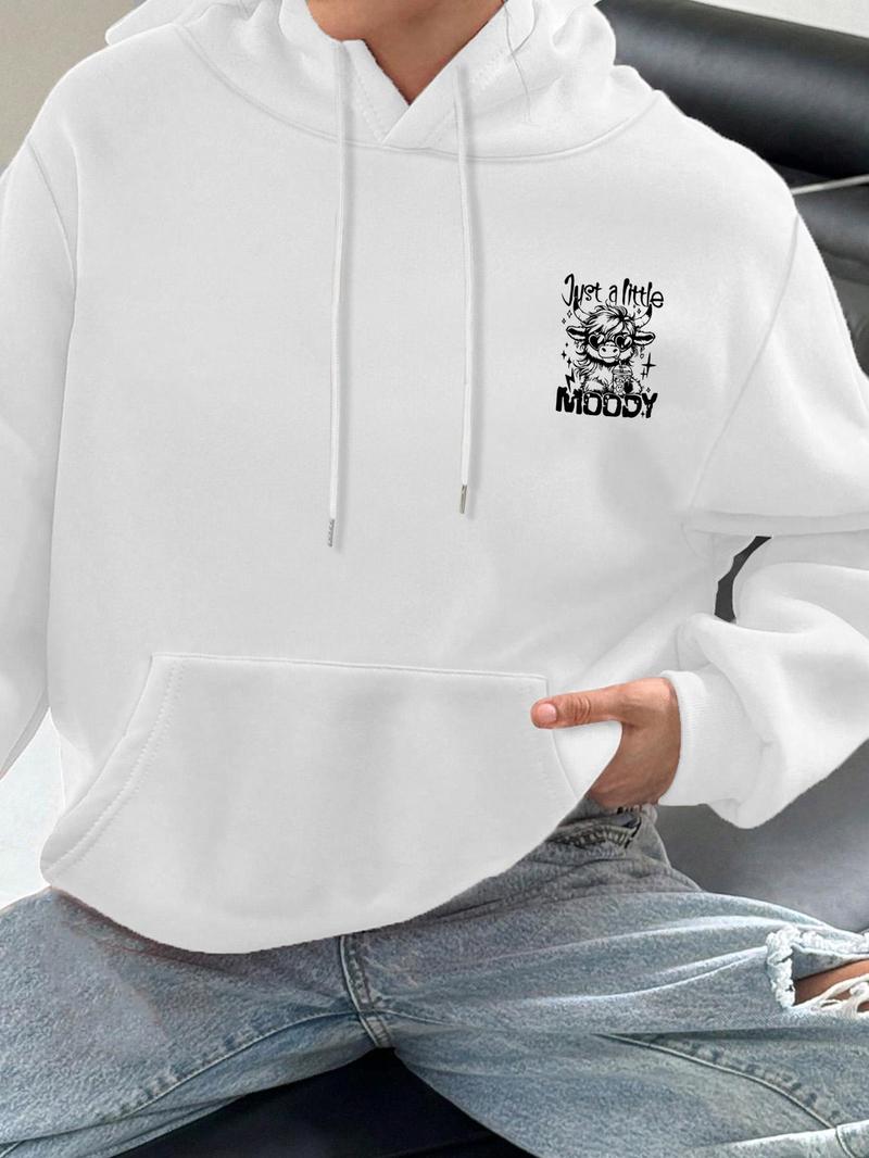 Product Introduction of Women's Cartoon Highland Cow Print Hoodie, Casual Thermal Lined Long Sleeve Hooded Sweatshirt for Fall & Winter, Women's Clothes for Daily Wear 9